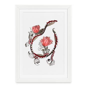 Rose tendril frame with floral ornamentation - Framed poster (27 × 37 cm) - white - Front