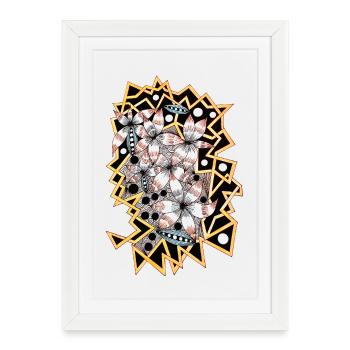 Geometrische Blumenkraft - Gerahmtes Poster (27 × 37 cm) - Weiß - Vorne