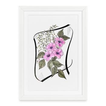 Flower Tendrils Corset - Framed poster (27 × 37 cm) - white - Front