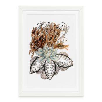 Fleur de corail avec lances de lotus - Affiche encadrée (27 × 37 cm) - blanc - Devant