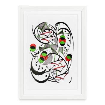 Cercle, lignes, chaos, abstrait - Affiche encadrée (27 × 37 cm) - blanc - Devant