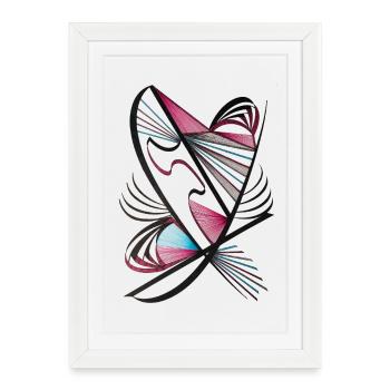 Heart made of thread art - Framed poster (27 × 37 cm) - white - Front