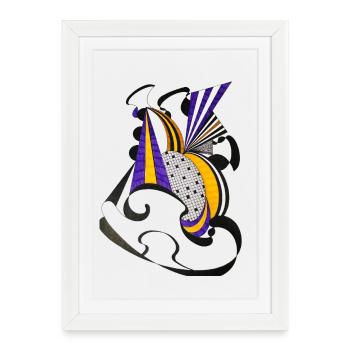 Couleur géométrique Spirale Violet Jaune - Affiche encadrée (27 × 37 cm) - blanc - Devant