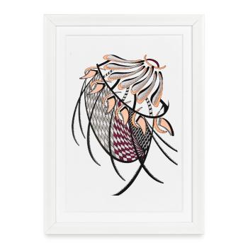 Motifs géométriques de poils en éventail - Affiche encadrée (27 × 37 cm) - blanc - Devant