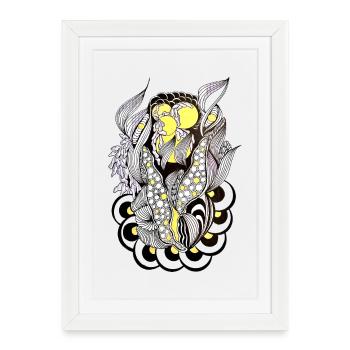 Abstraction botanique jaune - Affiche encadrée (27 × 37 cm) - blanc - Devant