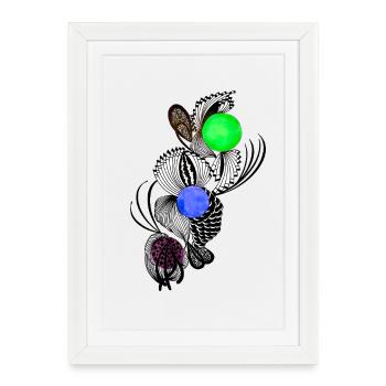 Alignez les fleurs avec des boules de couleur - Affiche encadrée (27 × 37 cm) - blanc - Devant