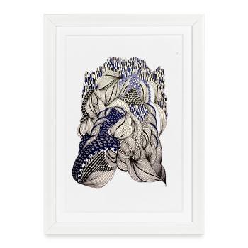 Indigo Leaf Weave Pattern - Framed poster (27 × 37 cm) - white - Front
