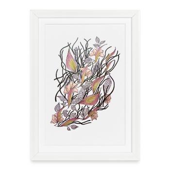 Florale Netze der Ranunkeln - Gerahmtes Poster (27 × 37 cm) - Weiß - Vorne