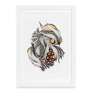 Black and white sheets with gold accents - Framed poster (27 × 37 cm) - white - Front