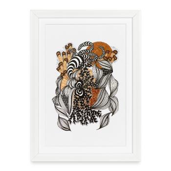 Spirale botanique noire et blanche - Affiche encadrée (27 × 37 cm) - blanc - Devant
