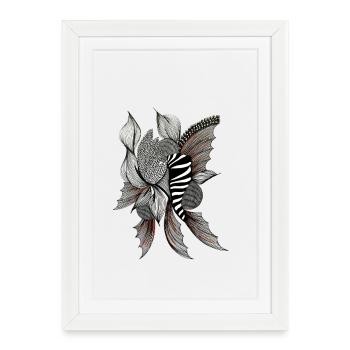 Zebra Flower Illustration in Black and White - Framed poster (27 × 37 cm) - white - Front