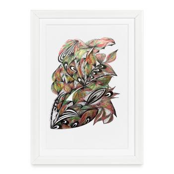Vibrant Leaf Peacock Pattern - Framed poster (27 × 37 cm) - white - Front