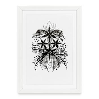 Ornement de mandala floral - Affiche encadrée (27 × 37 cm) - blanc - Devant