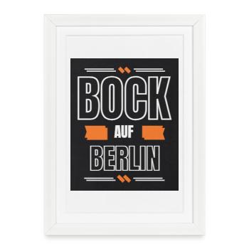 Bock auf Berlin – Retro Typo Shirt - Gerahmtes Poster (27 × 37 cm) - Weiß - Vorne