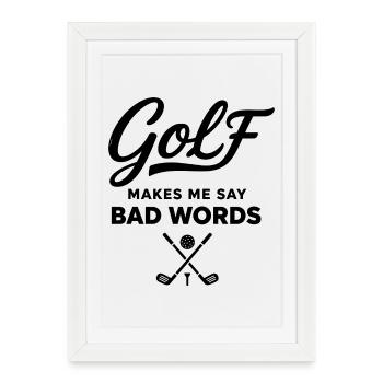 Golf et Gros Mots : L'Humour du Golfeur - Affiche encadrée (27 × 37 cm) - blanc - Devant