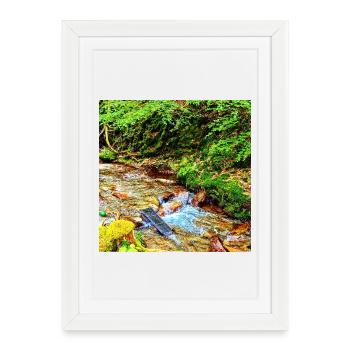 Wasserfall im Grünen Naturdesign - Gerahmtes Poster (27 × 37 cm) - Weiß - Vorne