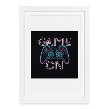 Conception de manette de jeu néon - Affiche encadrée (27 × 37 cm) - blanc - Devant
