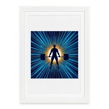 Barbell Hero dans un cercle de lumière - Affiche encadrée (27 × 37 cm) - blanc - Devant