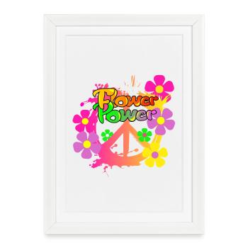 Signature de paix Flower Power - Affiche encadrée (27 × 37 cm) - blanc - Devant