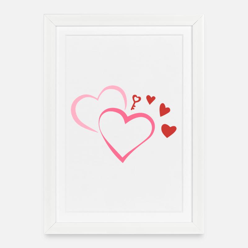MyCutePicci_Cuori - Affiche encadrée (27 × 37 cm) - blanc
