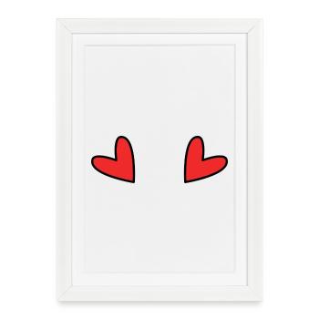 Red Minimalist Childish Heart - Framed poster (27 × 37 cm) - white - Front