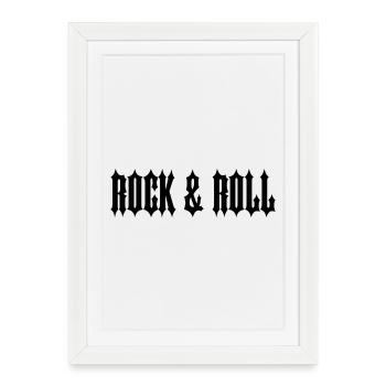 TEXTE NOIR « ROCK & ROLL » - Affiche encadrée (27 × 37 cm) - blanc - Devant
