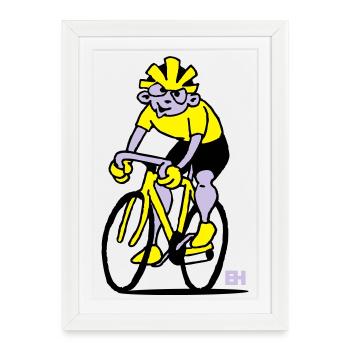 Cycliste - Cyclisme - Affiche encadrée (27 × 37 cm) - blanc - Devant