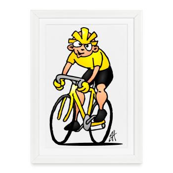 Cycliste - Cyclisme - Affiche encadrée (27 × 37 cm) - blanc - Devant