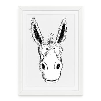 Donkey Is Happy I Donkey Head Comic I IA - Framed poster (27 × 37 cm) - white - Front
