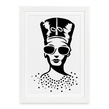 A woman wearing sunglasses with Nefertiti hat - Framed poster (27 × 37 cm) - white - Front