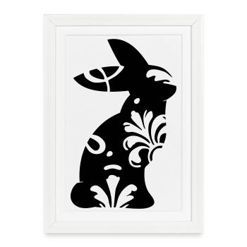 Ornement de lapin - Affiche encadrée (27 × 37 cm) - blanc - Devant