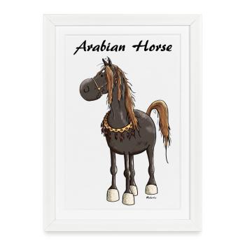 Cheval Arabe Mignon - Chevaux - Affiche encadrée (27 × 37 cm) - blanc - Devant