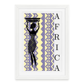 Silhouette africaine avec panier - Affiche encadrée (27 × 37 cm) - blanc - Devant