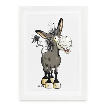 âne rire - Affiche encadrée (27 × 37 cm) - blanc - Devant