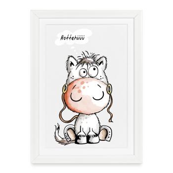 Knuffiges Hottehüüü Pferdchen - Pferd - Comic - Gerahmtes Poster (27 × 37 cm) - Weiß - Vorne