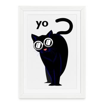 Chats chats - Affiche encadrée (27 × 37 cm) - blanc - Devant