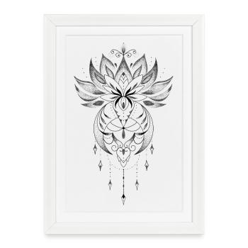 Ornamental lotus flower - Framed poster (27 × 37 cm) - white - Front