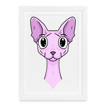 Sphynx Head Cat Propriétaire de chat - Affiche encadrée (27 × 37 cm) - blanc - Devant