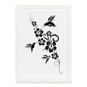 Colibri Hibiscus Colibri d’été - Affiche encadrée (27 × 37 cm) - blanc - Devant