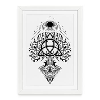 Yggdrasil Arbre de Vie Triquetra - Affiche encadrée (27 × 37 cm) - blanc - Devant