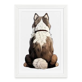 Husky sibérien - Affiche encadrée (27 × 37 cm) - blanc - Devant