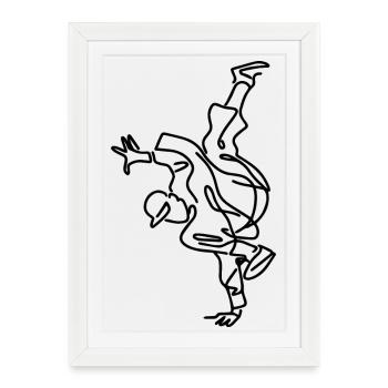 Breakdance garçon dessin - Affiche encadrée (27 × 37 cm) - blanc - Devant