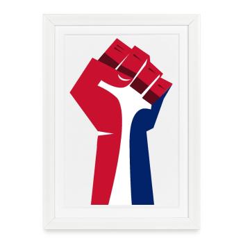 Le poing levé (rouge, blanc, bleu) - Affiche encadrée (27 × 37 cm) - blanc - Devant