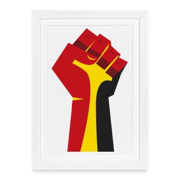 Le poing levé (rouge, jaune, noir) - Affiche encadrée (27 × 37 cm) - blanc - Devant