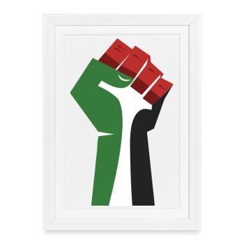 Le poing levé (vert, blanc, noir, rouge) - Affiche encadrée (27 × 37 cm) - blanc - Devant