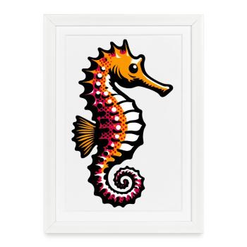 Hippocampe - Affiche encadrée (27 × 37 cm) - blanc - Devant