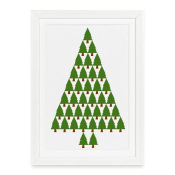 arbre de Noël arbre de Noël arbre de Noël - Affiche encadrée (27 × 37 cm) - blanc - Devant