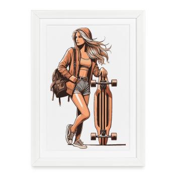 Longboard - Affiche encadrée (27 × 37 cm) - blanc - Devant