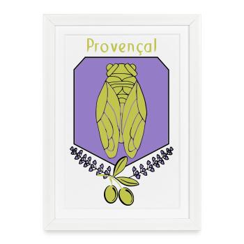 cigale Provençale avec Olives - Affiche encadrée (27 × 37 cm) - blanc - Devant