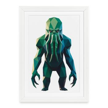 C'thulhu - Cool Lovecraft Logo - Affiche encadrée (27 × 37 cm) - blanc - Devant